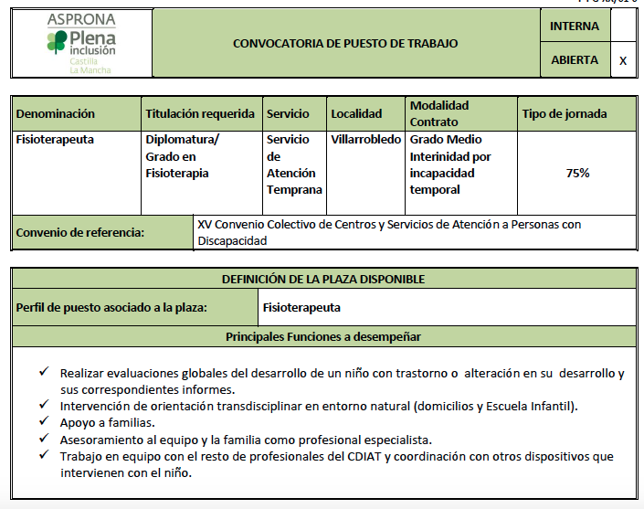 empleo fisioterapeuta cdiat villarrobledo